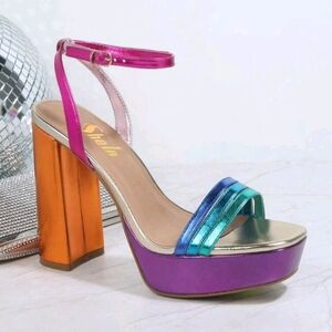 Mettalic OpenToe Ankle Strap Heel